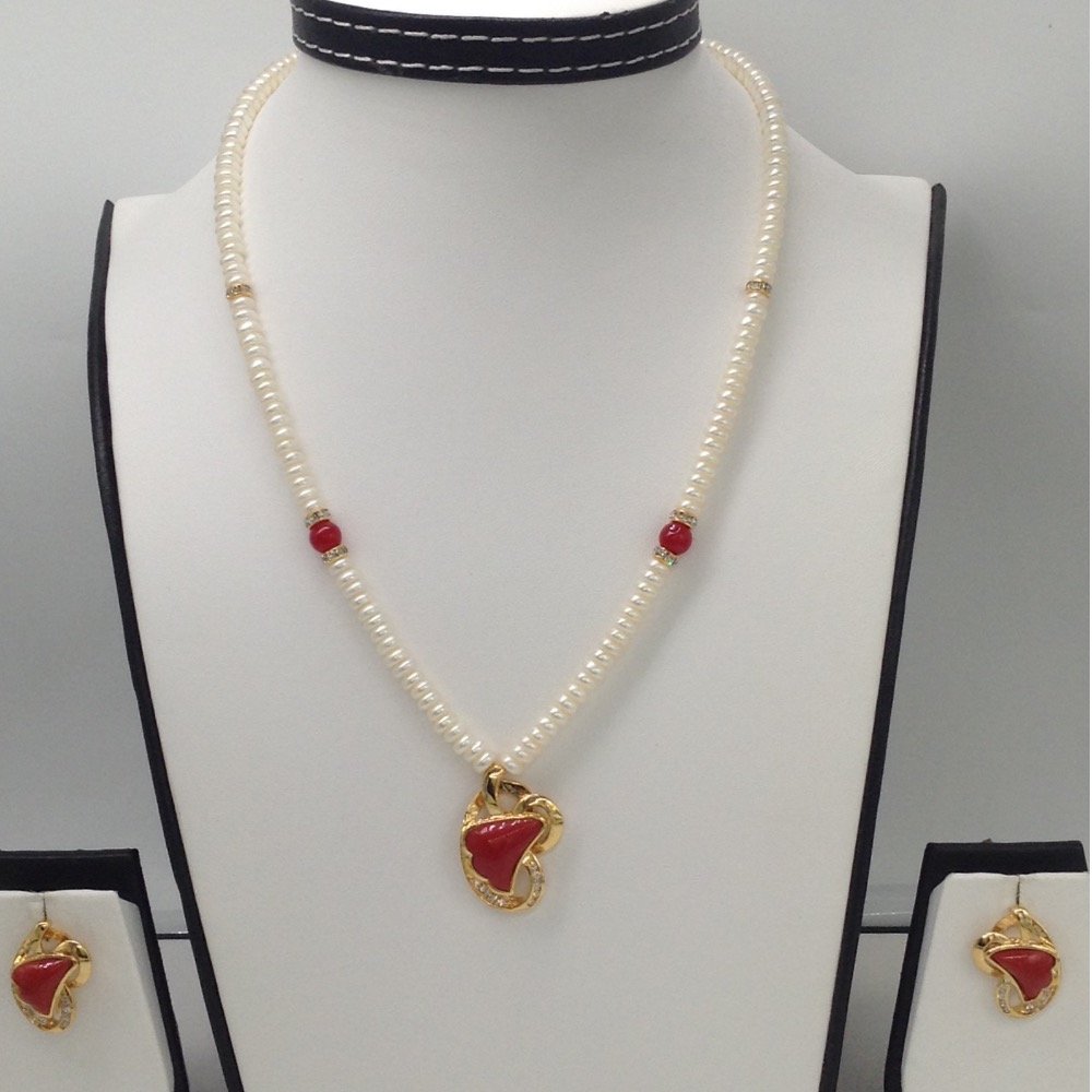 White cz;coral pendent set with fla...