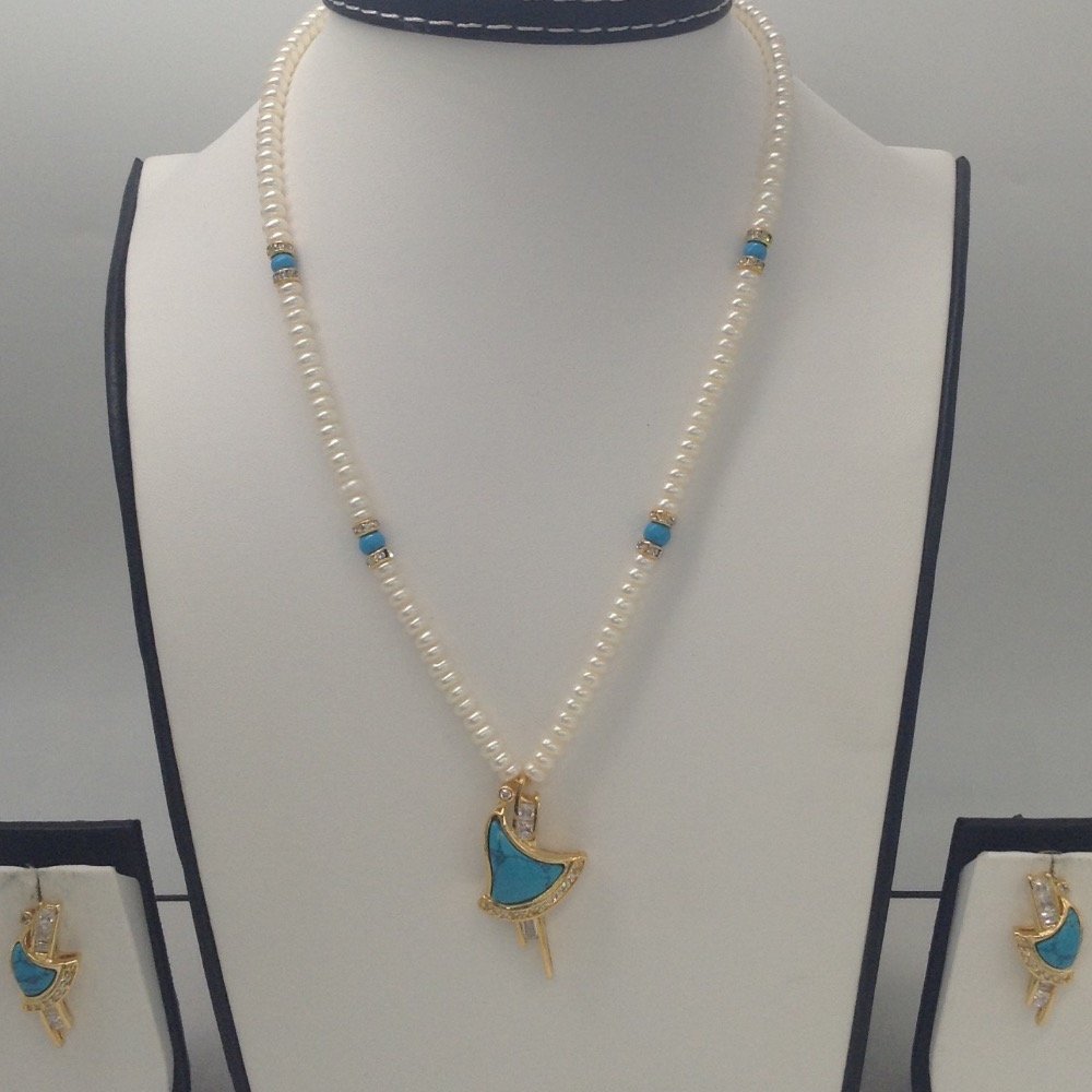White cz;turquoise pendent set with...