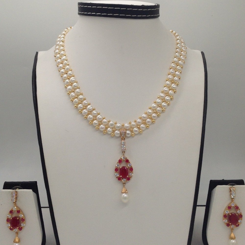 White;red cz pendent set with 2 lin...