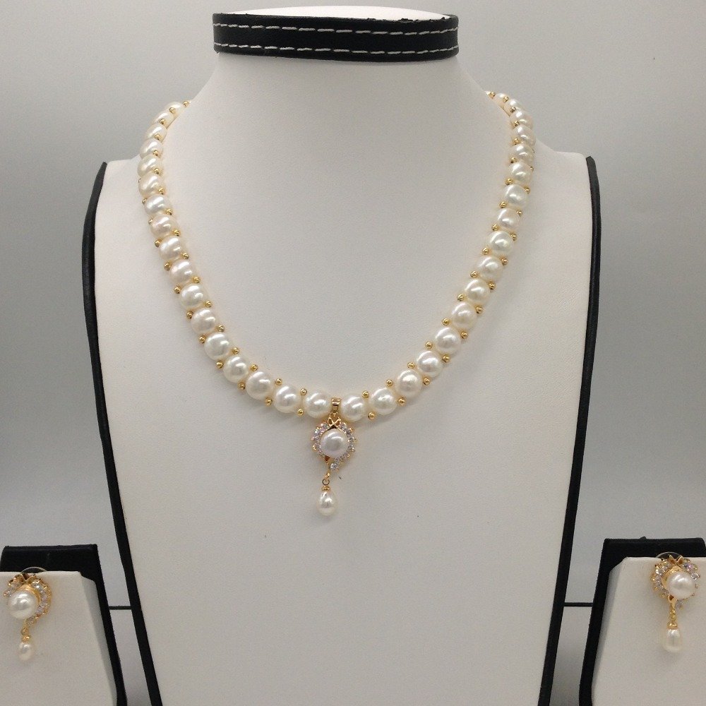 White cz and pearls pendent set wit...