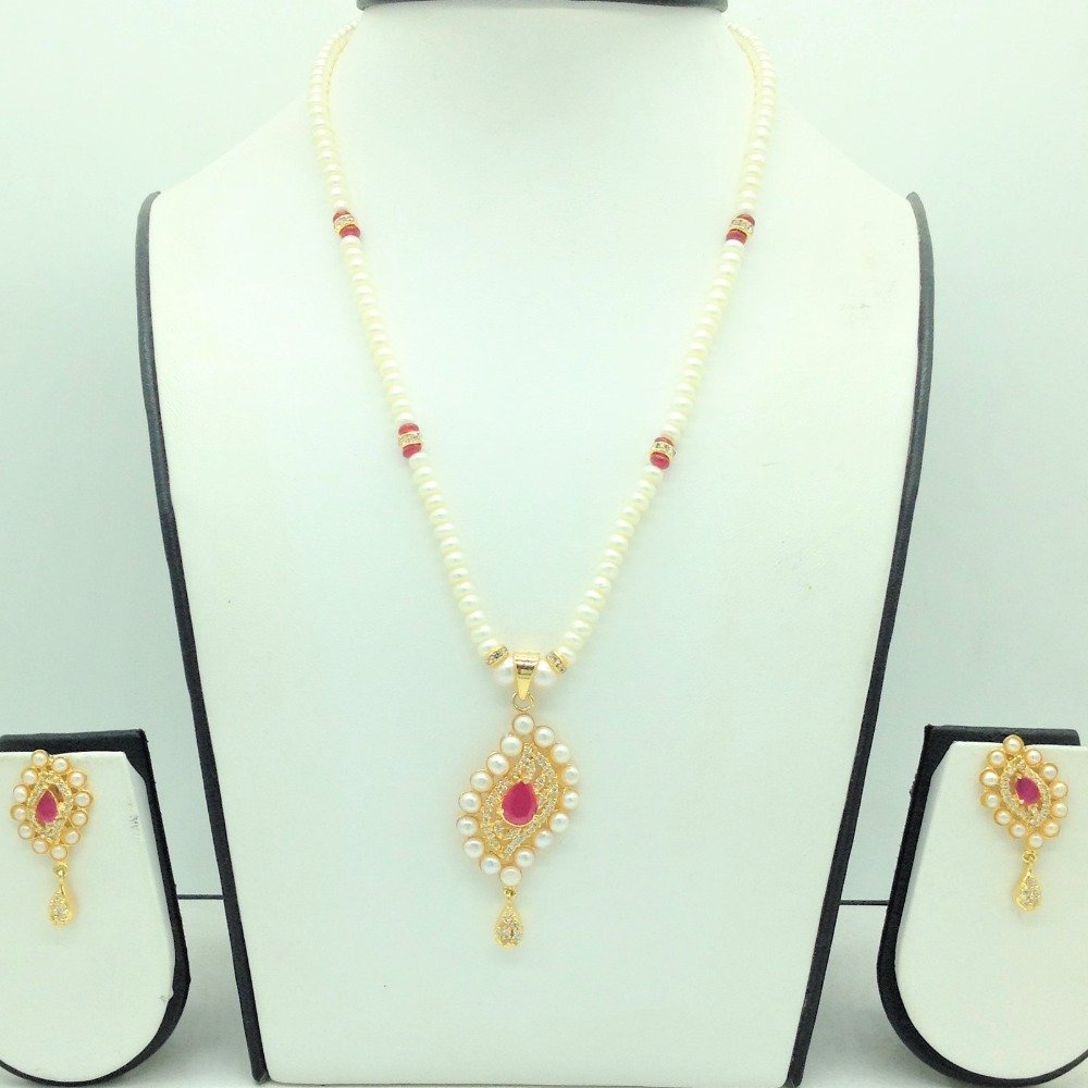 White,red cz pendent set with 1 lin...