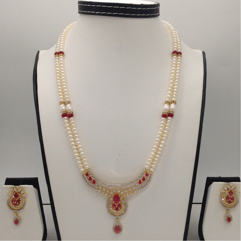 White;red cz pendent set with 2 lin...