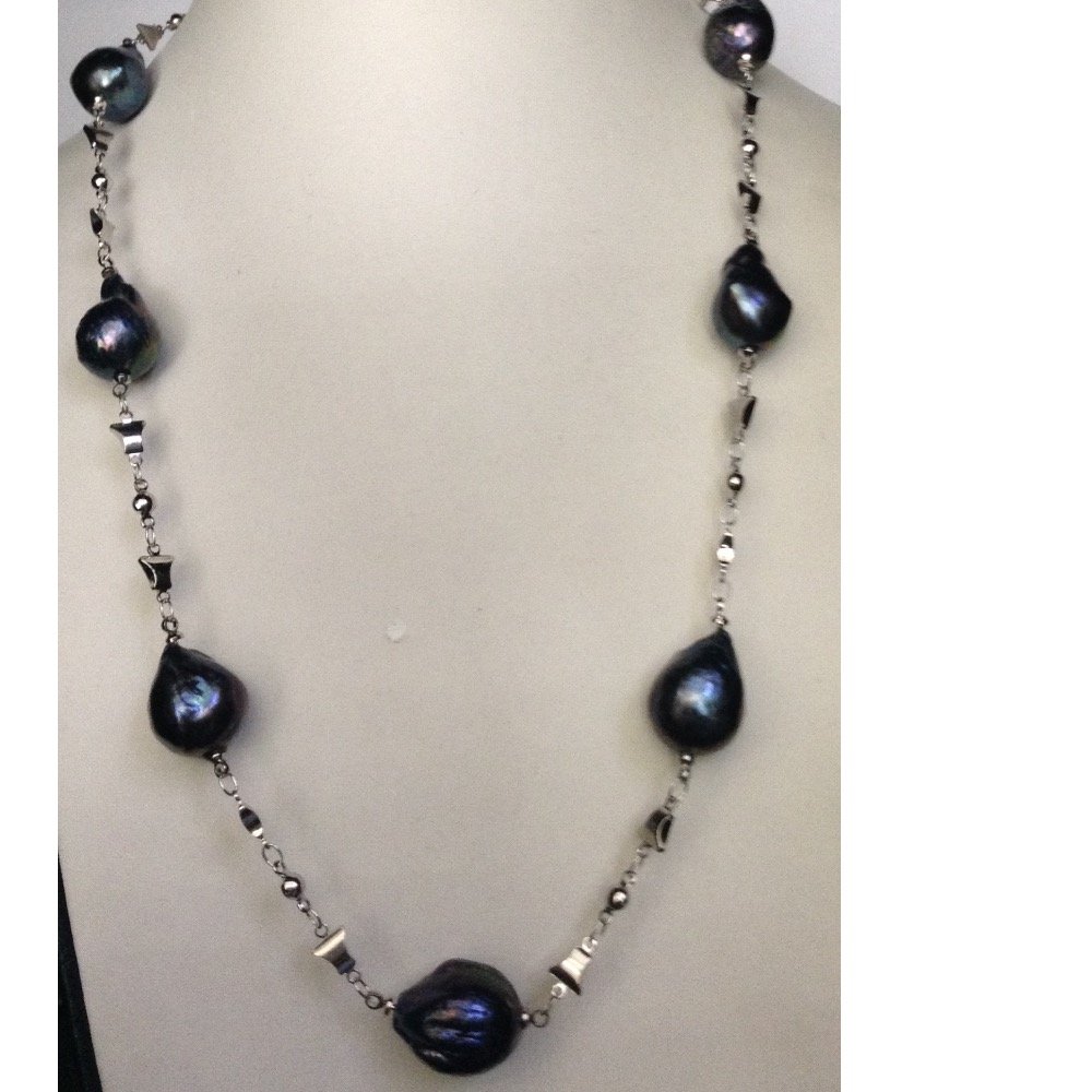 Freshwater Black Baroque Pearls Whi...