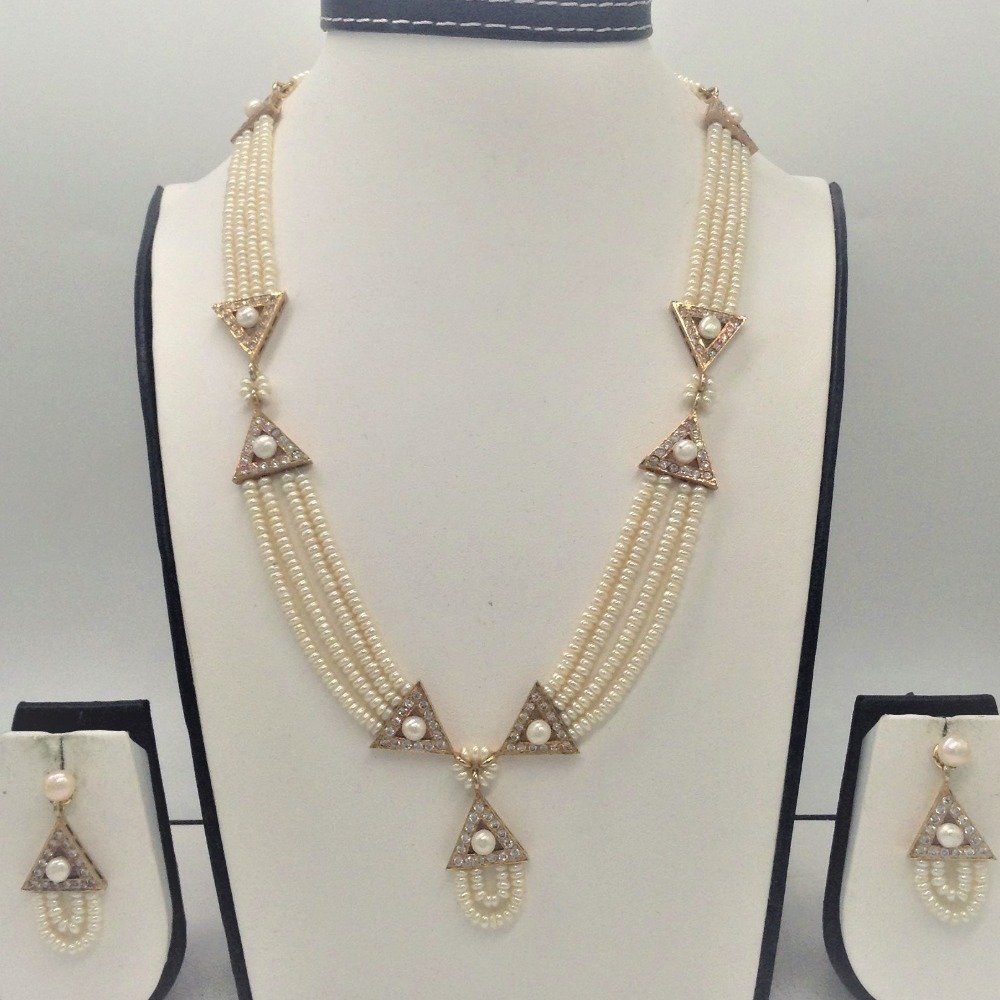 White cz and pearls samosa set with...