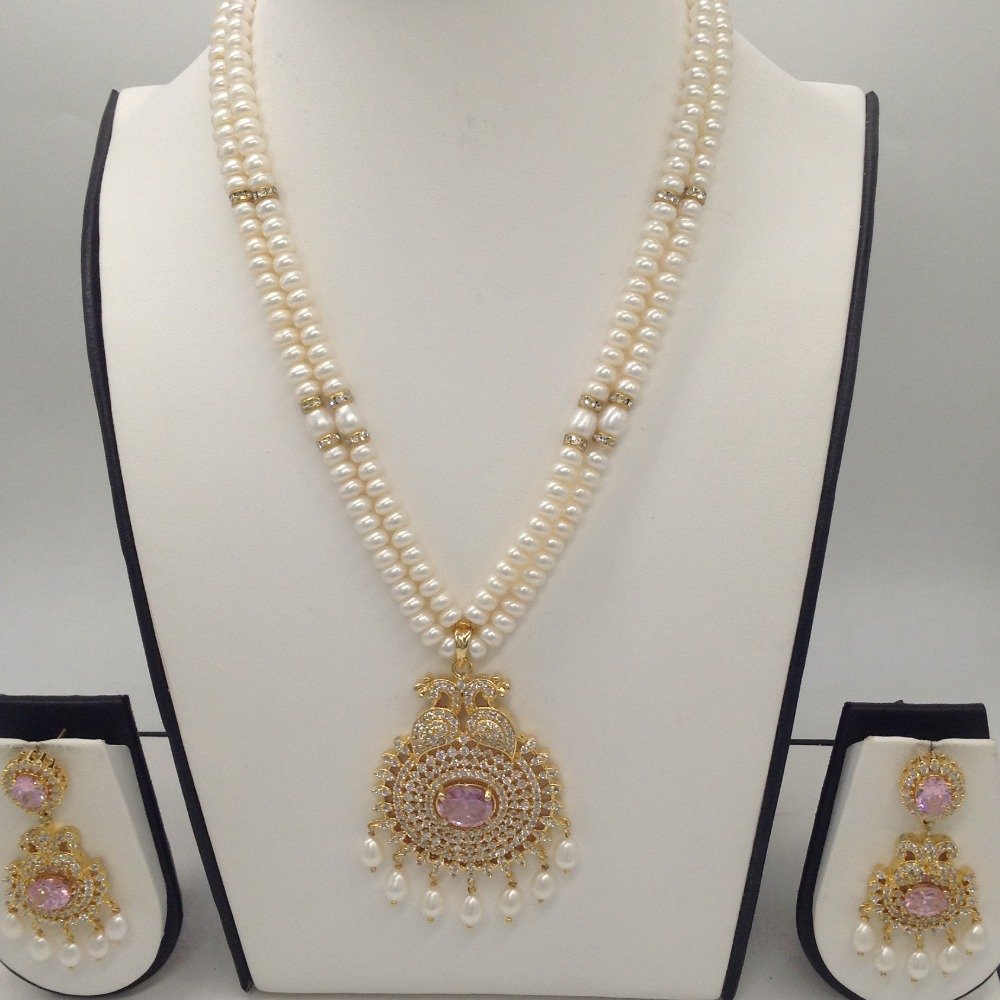 White, pink cz pendent set with 2 l...