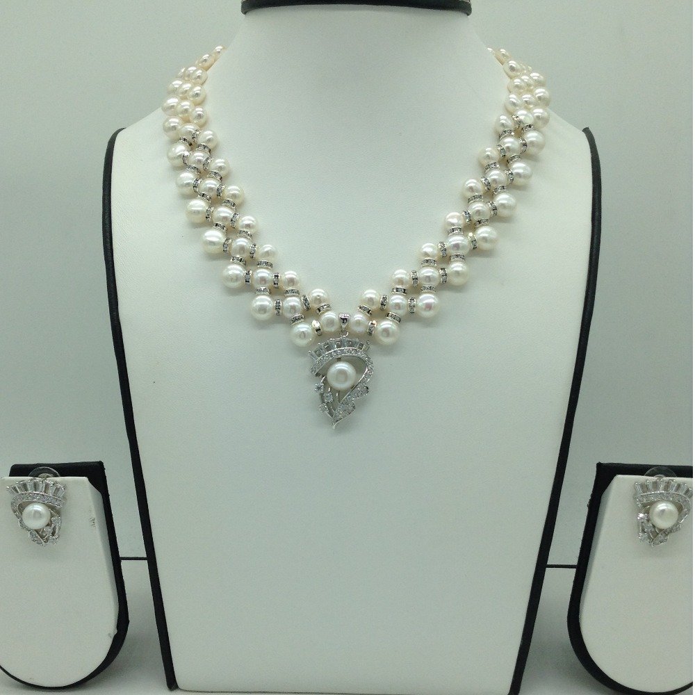 White cz pendent set with white but...