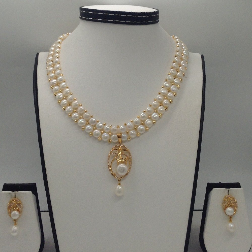 White cz;pearls pendent set with 2 ...