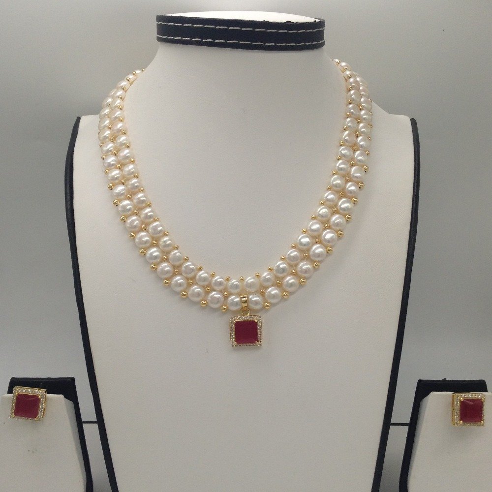 White;red cz pendent set with 2 lin...