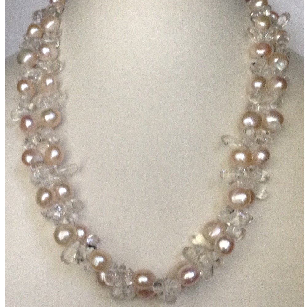 Pink Potato Pearls Necklace With Sp...