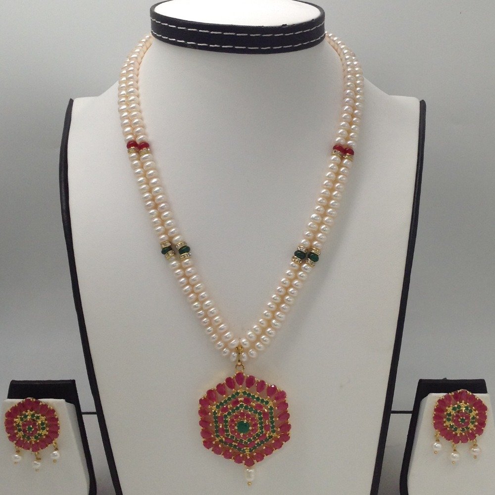 Red, green cz pendent set with 2 li...