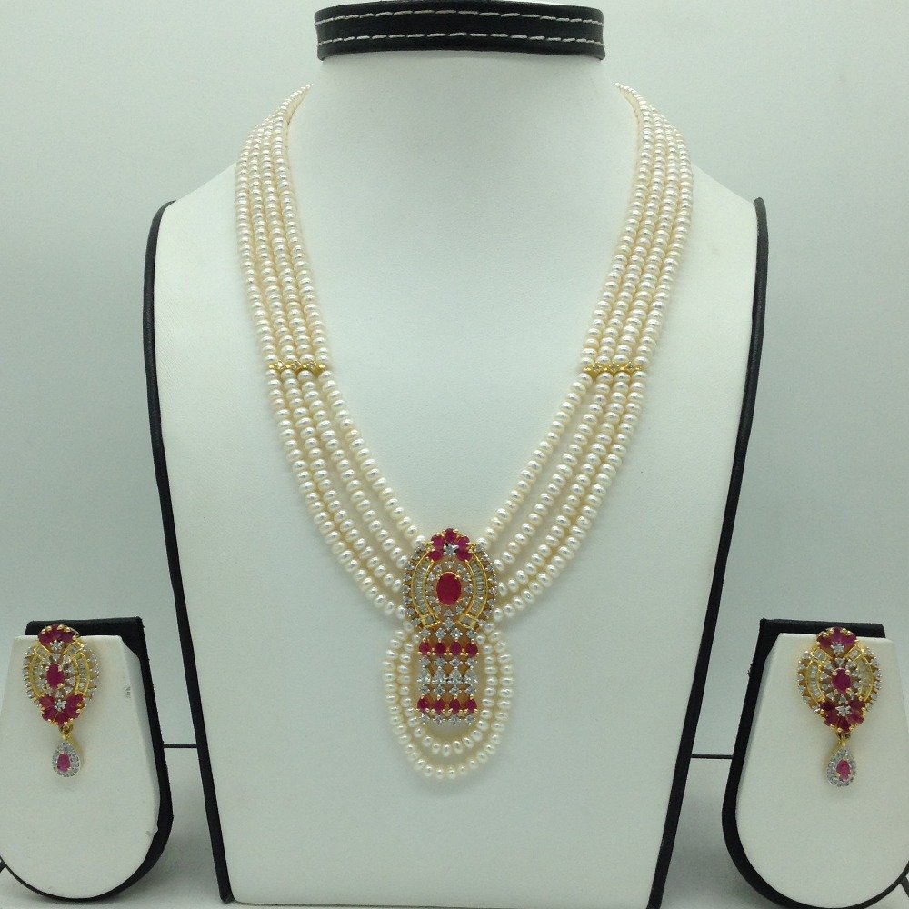 White;red cz pendent set with 4 lin...