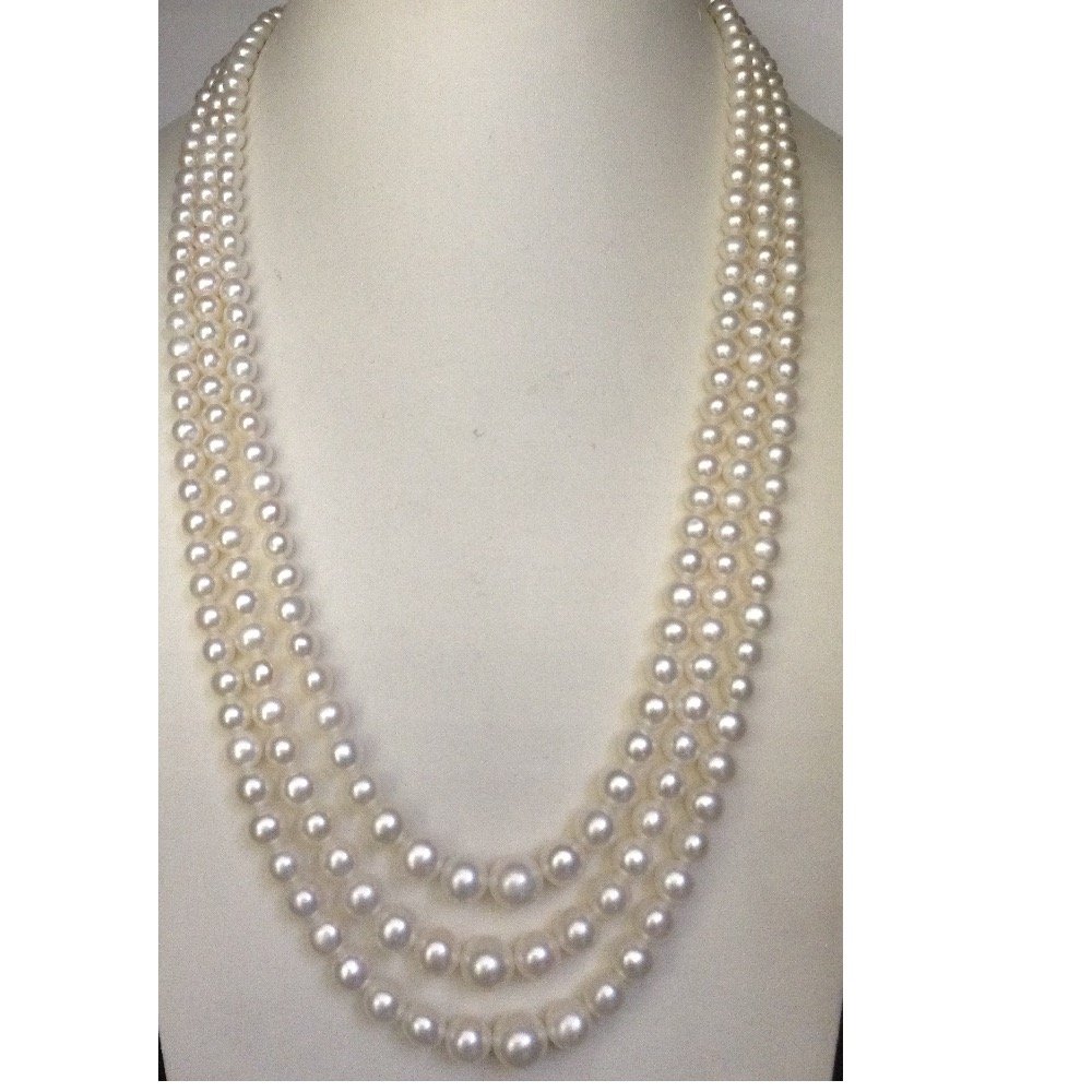 White Round Graded Pearls Necklace...