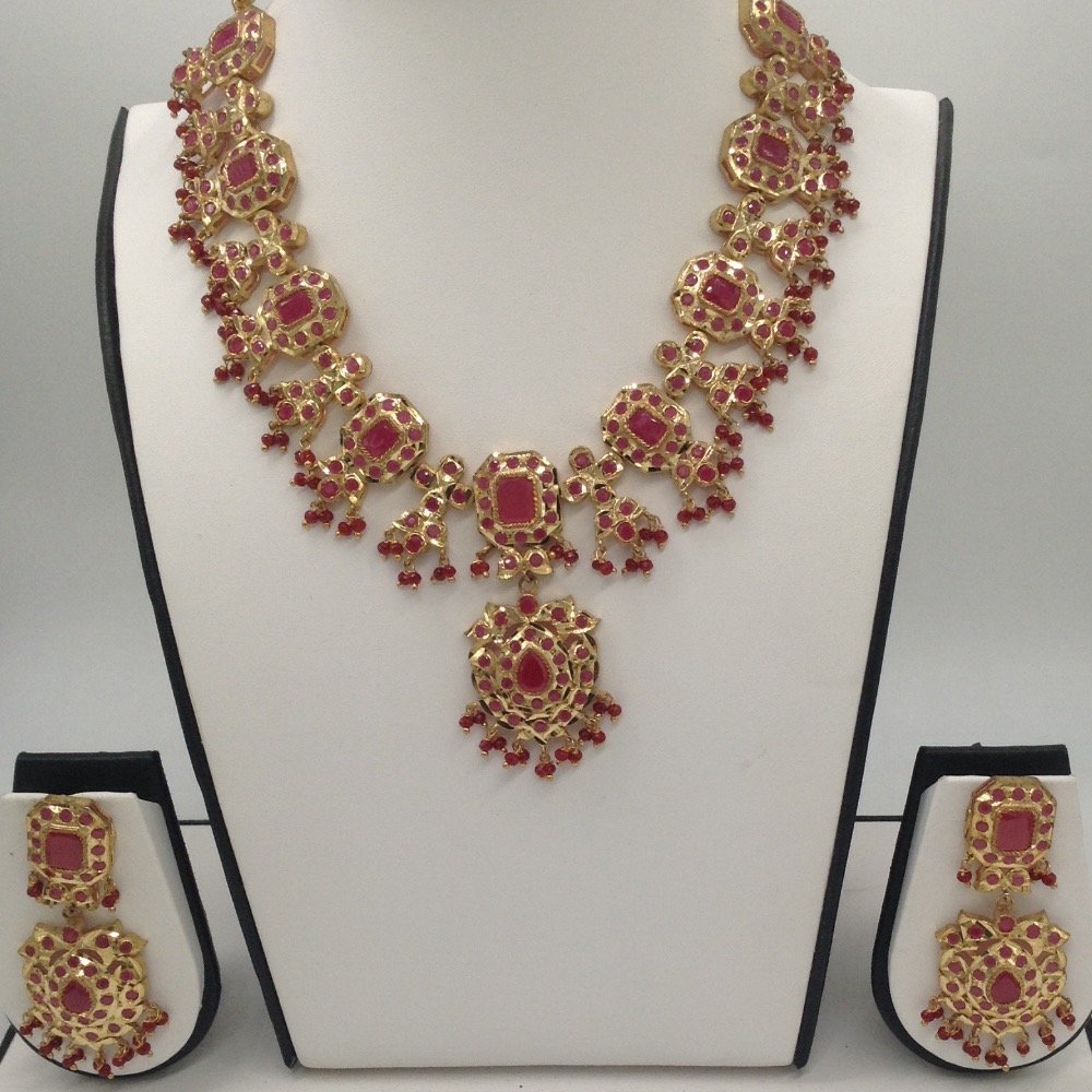 Red CZ Stones Traditional Necklace Haar Set JNC0031