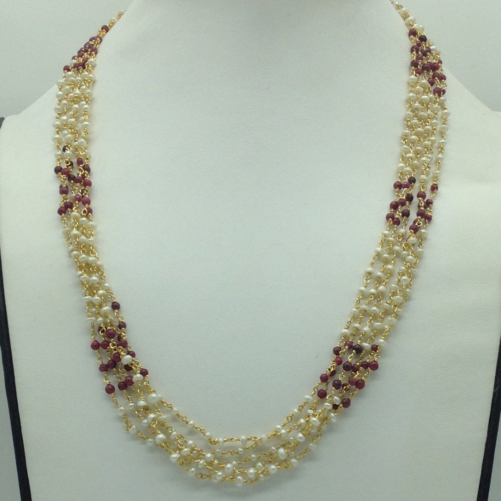 Red Ruby and Pearls 6 Line Taar Mal...