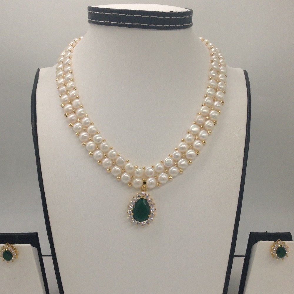 White;green cz pendent set with 2 l...