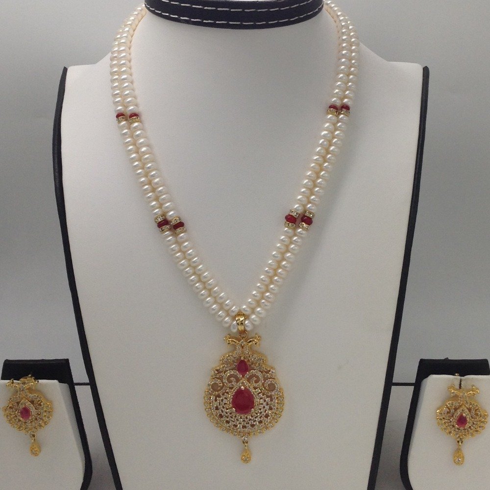 White;red cz pendent set with 2 lin...