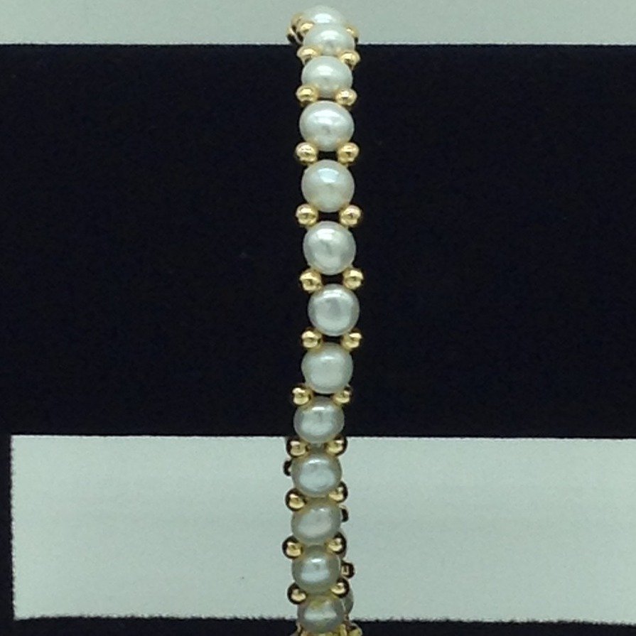 White Button Pearls with Golden Jac...