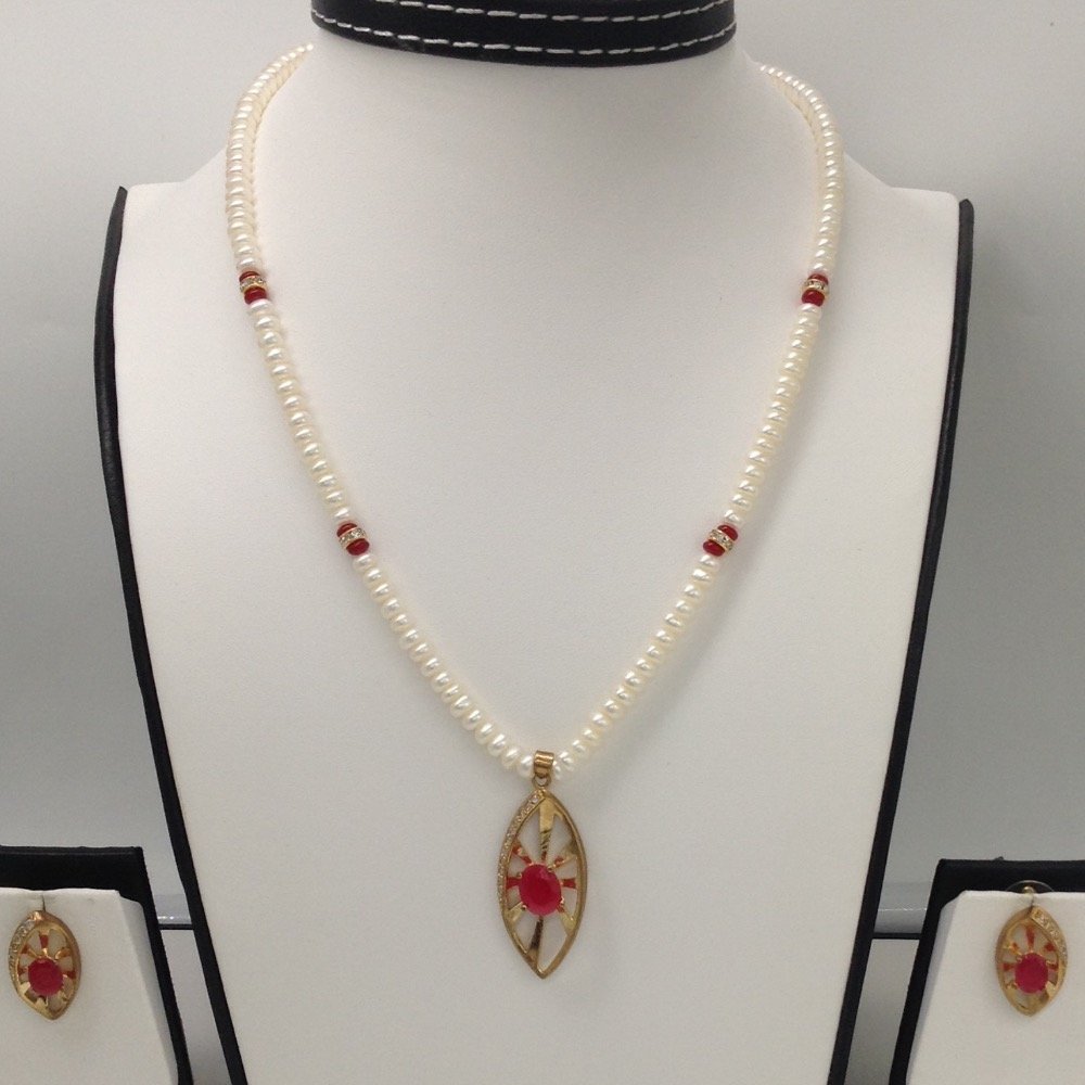 White;red cz pendent set with flat ...