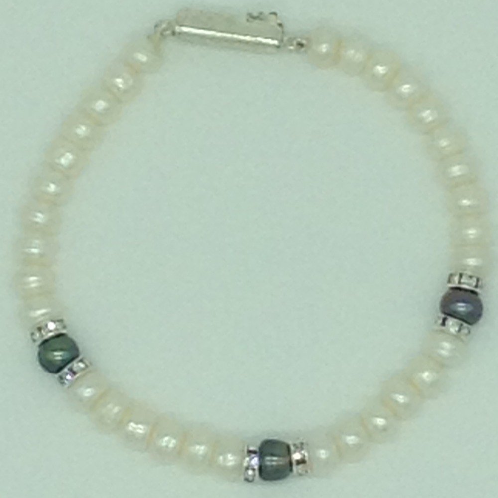 White And Black Flat Pearls With CZ...