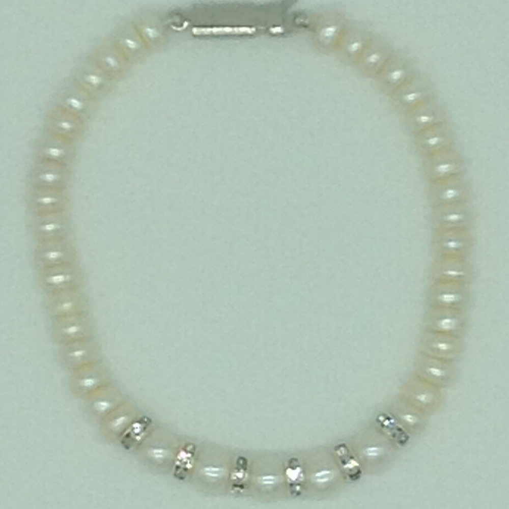 White Flat Pearls With CZ Chakri 1 ...
