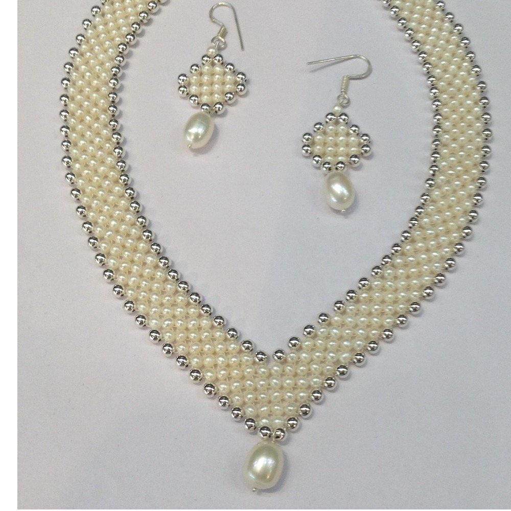 White Seed Pearls V Jali Set JPP100...