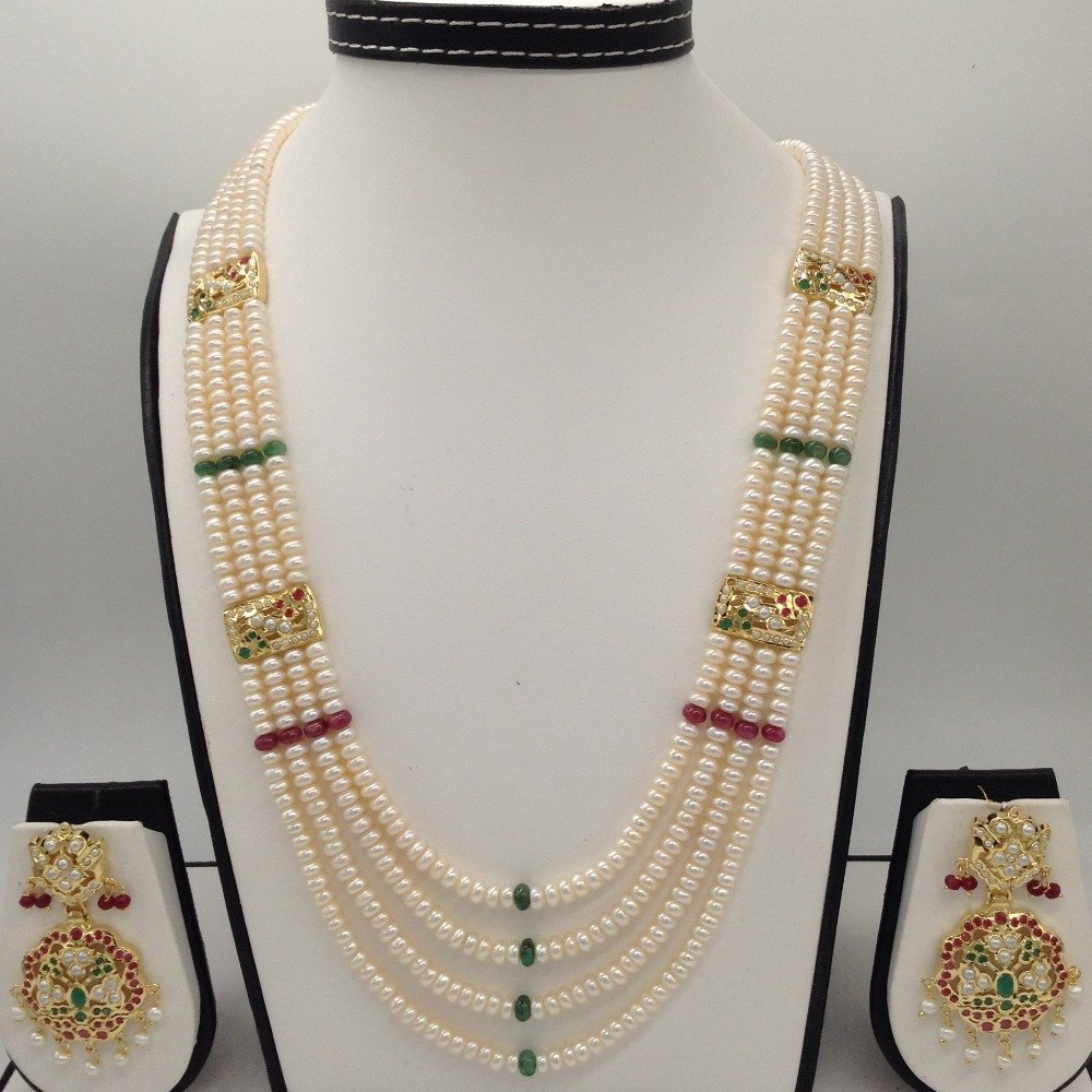 Red, Green CZ And Pearls Amritsar P...
