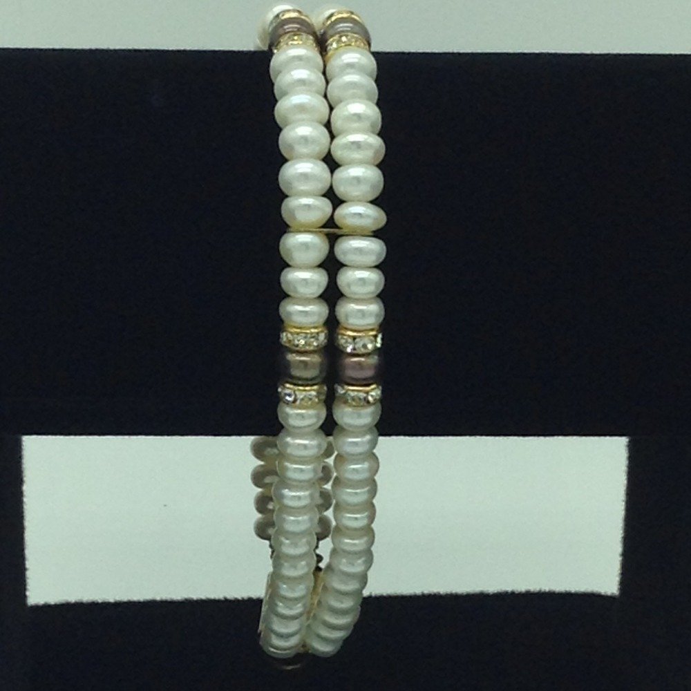 White And Brown Flat Pearls With CZ...