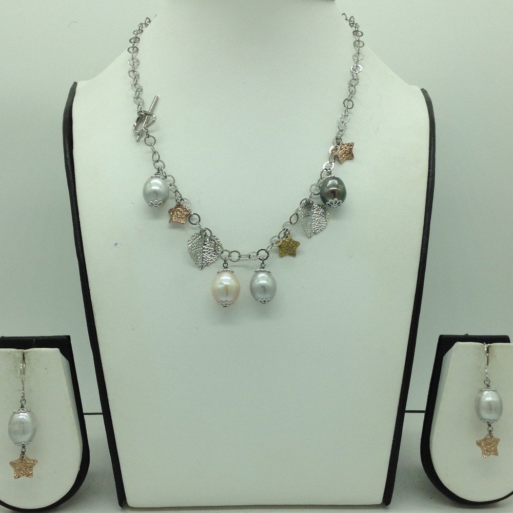Freshwater drop pearls and charms s...