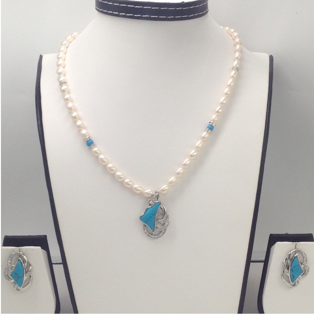 White cz;turquoise pendent set with...