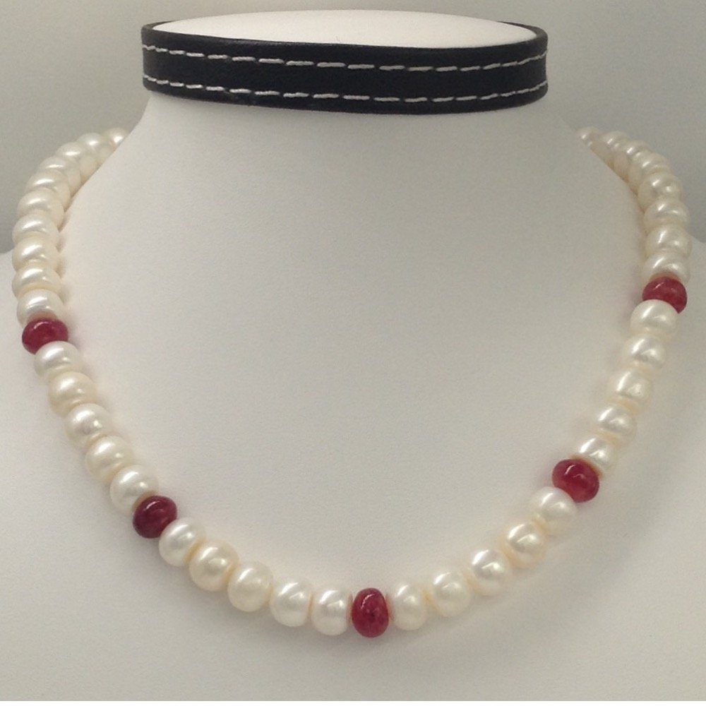Freshwater White Flat Pearls With R...