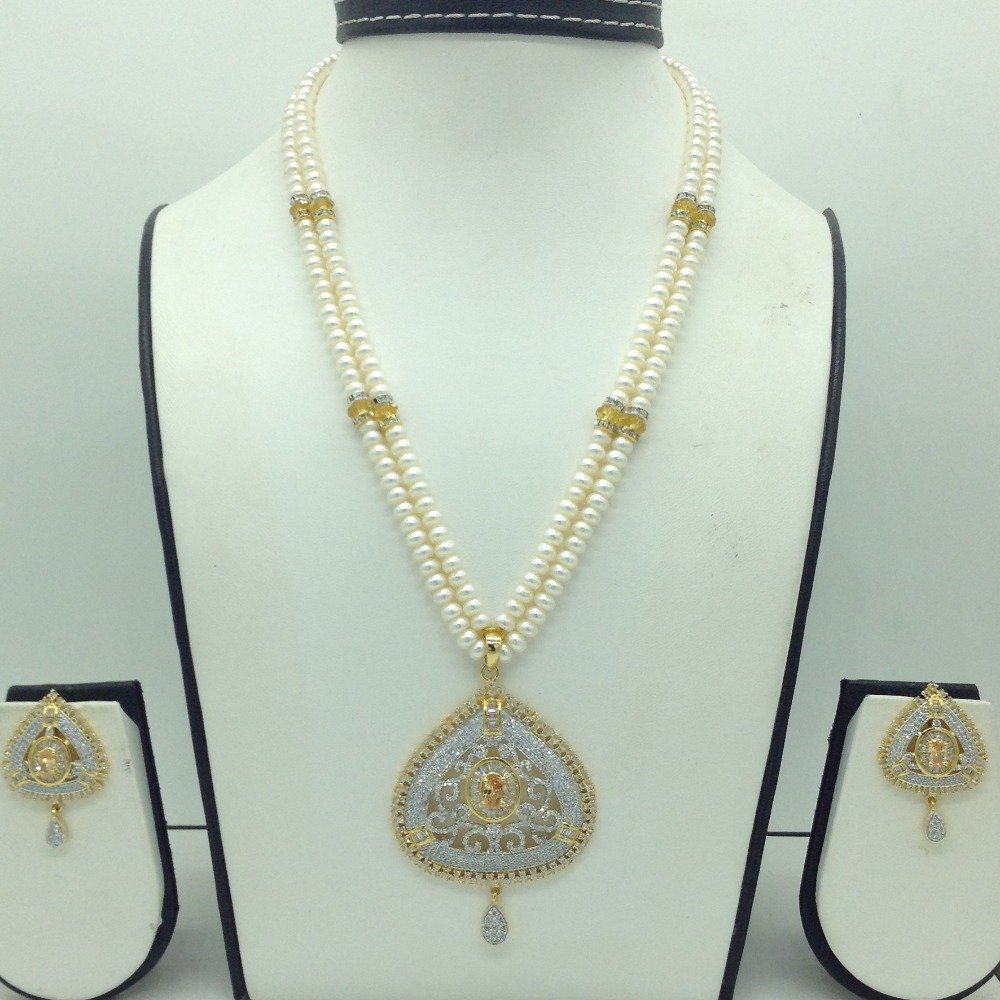 White;golden cz pendent set with 2 ...