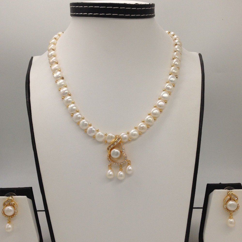 White cz and pearls pendent set wit...