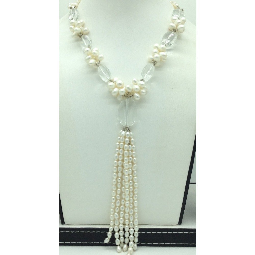 White oval pearls with sphetic 3 la...